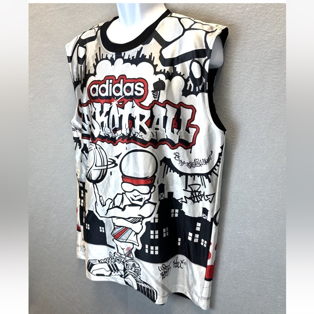 Vintage Adidas Graffiti Y2K Basketball Jersey Reversible All Over Print No. 3 - Picture 4 of 12